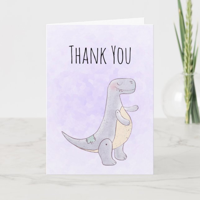 Carte Jouet dinosaure gris mignon aquarelle  (Devant)