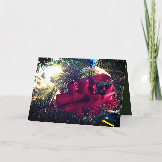 Carte Jouet en métal rouge vacances (Devant)