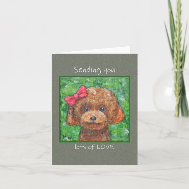 Carte Jouet mignon Poodle Chien Vous envoyant beaucoup d (Devant)