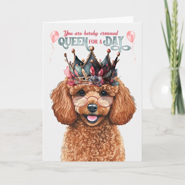 Carte Jouet Poodle Dog Queen pour une journée drôle Anni (Devant)