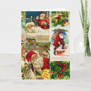 Carte Jouets de Noël vintage victorien du Père Noël