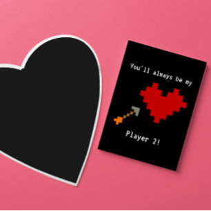 Carte Joueur 2 de cœur et de flèche 8 bits Amour
