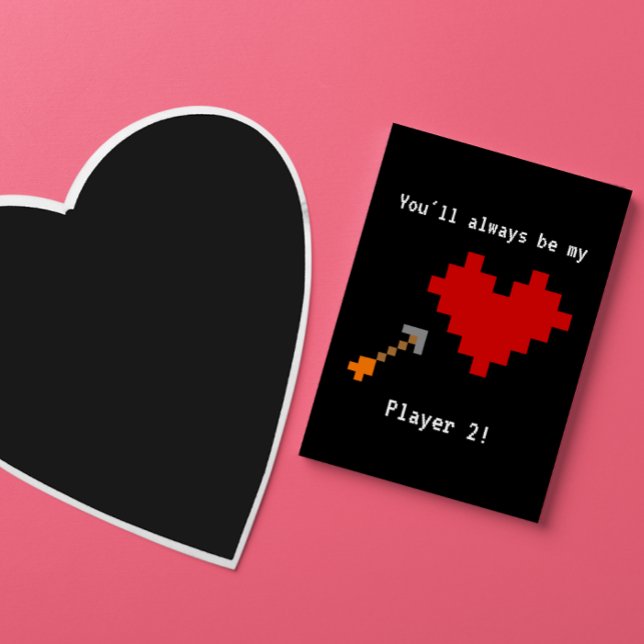 Carte Joueur 2 de cœur et de flèche 8 bits Amour (Créateur téléchargé)