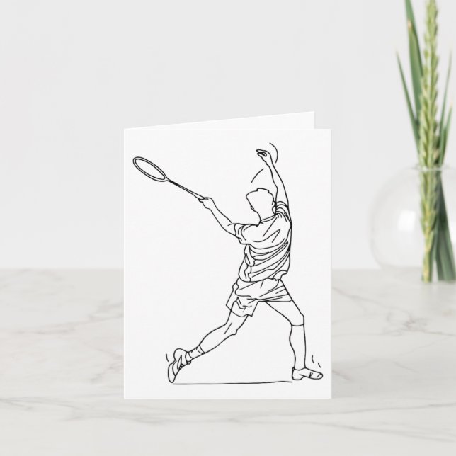 Carte Joueur Badminton Dessin Jeu De Navette Pour Garçon (Devant)