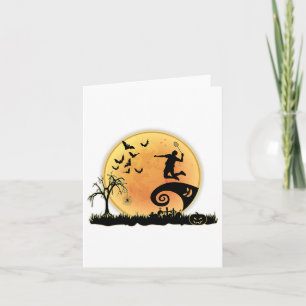 Carte Joueur Badminton Et Silhouette Lune Halloween Cos