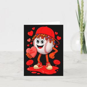 Carte Joueur de baseball à la Saint-Valentin Hearts Drip