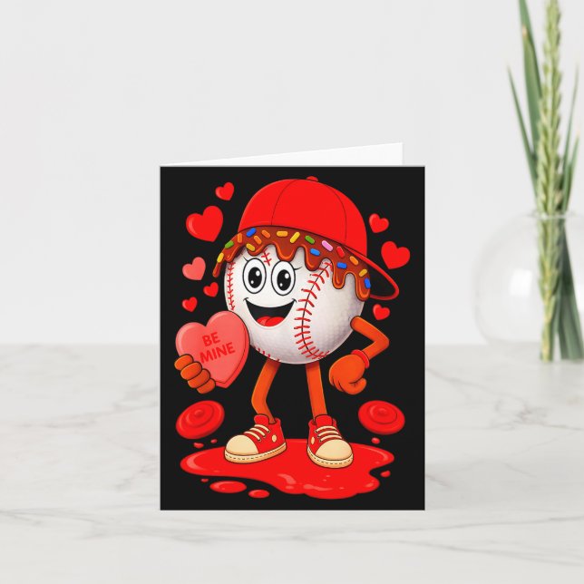 Carte Joueur de baseball à la Saint-Valentin Hearts Drip (Devant)