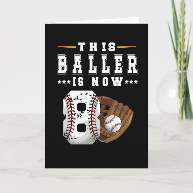 Carte Joueur de baseball cadeau 8e anniversaire Garçon 8 (Devant)