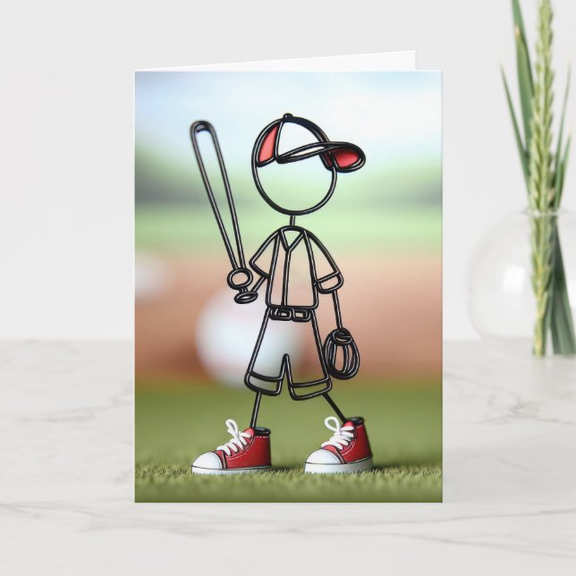 Carte Joueur de baseball en bonhomme bâton (Devant)