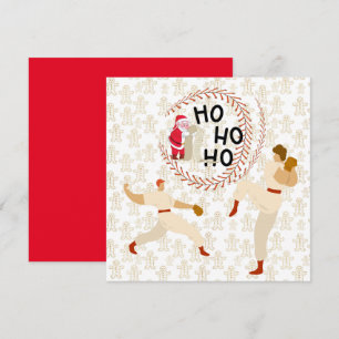 Carte Joueur de baseball joyeux Noël et Père Noël