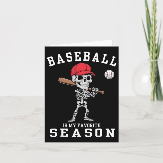 Carte Joueur de baseball squelette drôle est mon favori (Devant)