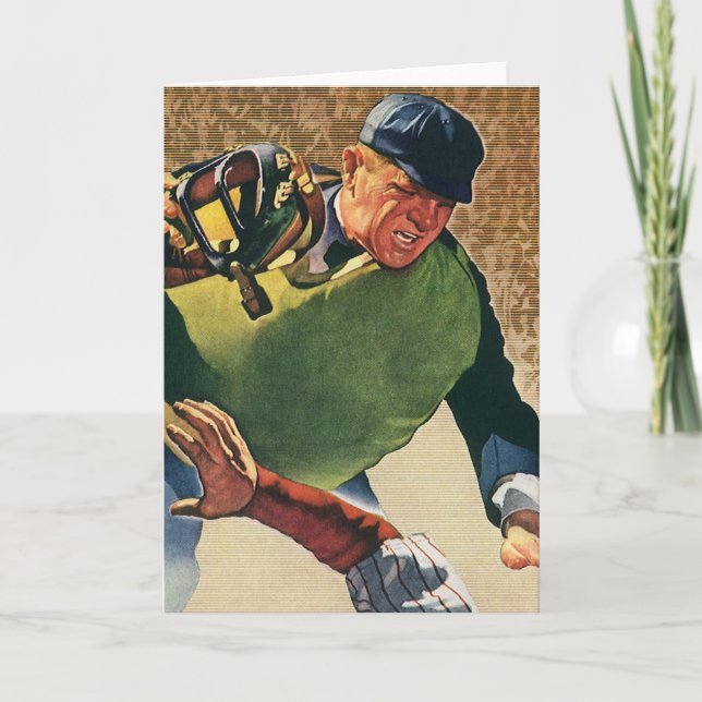 Carte Joueur de baseball vintage, juge-arbitre (Devant)