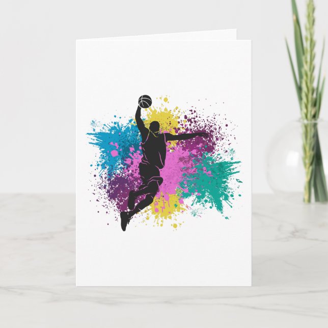 Carte Joueur de basket-ball Grungy Couleurs Splashes (Devant)