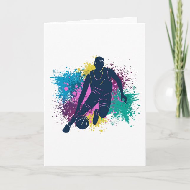 Carte Joueur de basket-ball Grungy Couleurs Splashes (Devant)