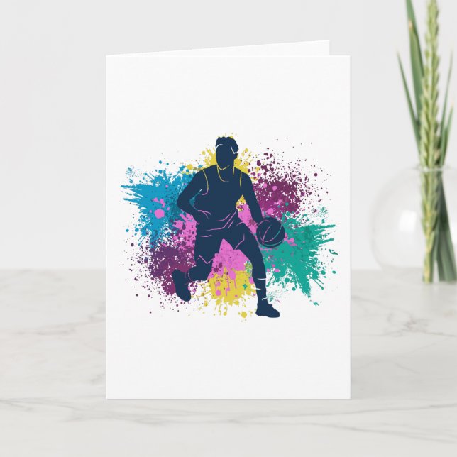 Carte Joueur de basket-ball Grungy Couleurs Splashes (Devant)