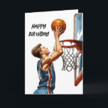 Carte Joueur de basket-ball tirer des cerceaux heureux a<br><div class="desc">Score grand sur votre journée spéciale avec notre carte d'anniversaire slam-dunk! Doté d'une conception cool de basket-ball avec un jeune joueur qui prend le tir, il est parfait pour tout fanatique de cerceau. À l'intérieur, vous pouvez ajouter votre message personnalisé pour cette touche personnelle supplémentaire. Qu'ils tirent sur des cerceaux...</div>