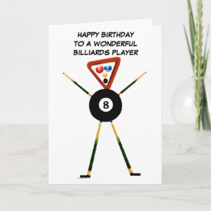 Carte Joueur de billards de joyeux anniversaire