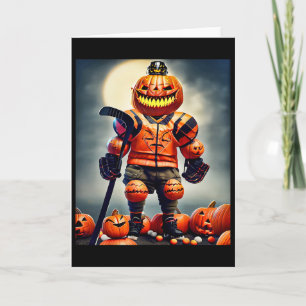 Carte Joueur de citrouille de saison de hockey Halloween