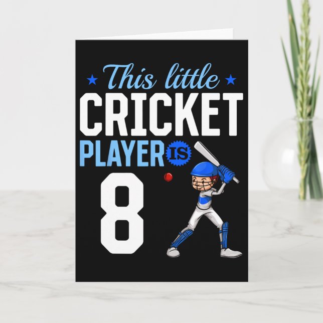 Carte Joueur de cricket pour 8e anniversaire  (Devant)