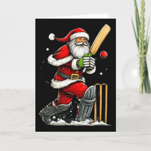 Carte Joueur de cricket Santa drôle de pyjama de Noël de