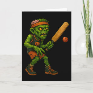 Carte Joueur de cricket zombie effrayant conception de f