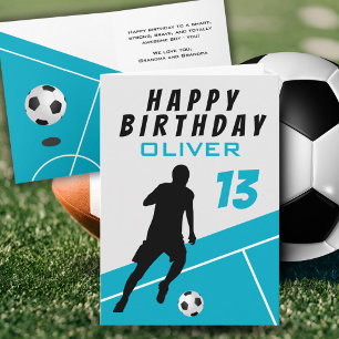 Carte Joueur de football de couleur sarcelle Garçon Ball