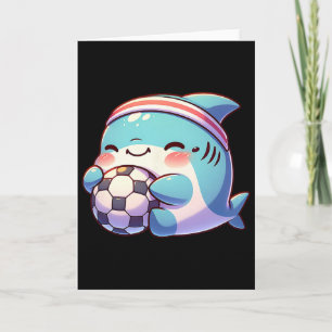 Carte Joueur de football mignon requin Kawaii Athlète de