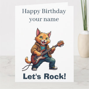 Carte Joueur de guitare chat orange
