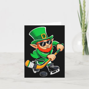 Carte Joueur de hockey lutin drôle de la Saint-Patrick h