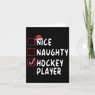 Carte Joueur de hockey Naughty Noël Santa Hat Boy