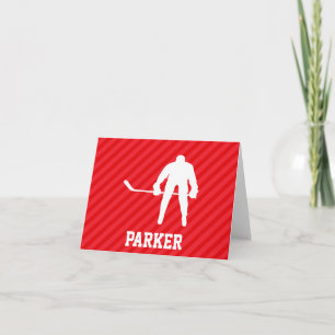 Carte Joueur de hockey; Rayures rouge écarlate