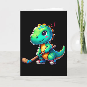 Carte Joueur de hockey sur gazon de dinosaure drôle Équi