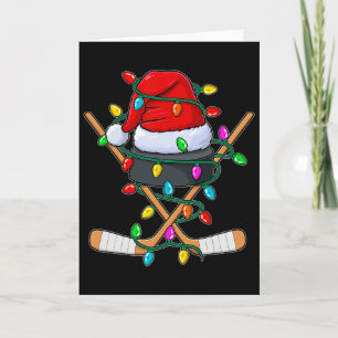 Carte Joueur de hockey sur glace de Noël Chapeau de Père