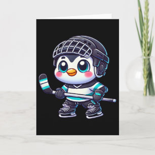 Carte Joueur de hockey sur glace manchot de dessin animé