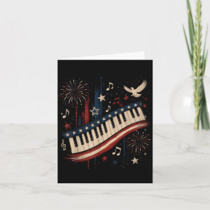 Carte Joueur de piano drôle Patriotique Drapeau Usa Feux