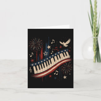 Carte Joueur de piano drôle Patriotique Drapeau Usa Feux