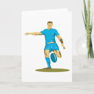 Carte Joueur de rugby bottant le ballon Sports athlétiqu
