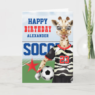 Carte Joueur de soccer Giraffe Anniversaire de enfant