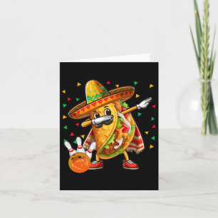 Carte Joueur de taco de dabbing jouant au bowling Cinco