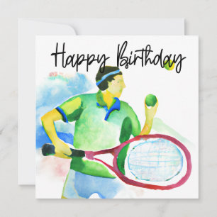 Carte Joueur de tennis aquarelle