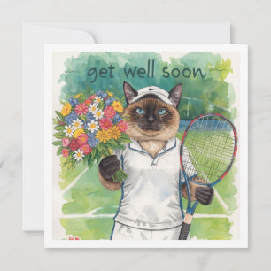 Carte Joueur de tennis Soyez bien Bientôt avec des fleur