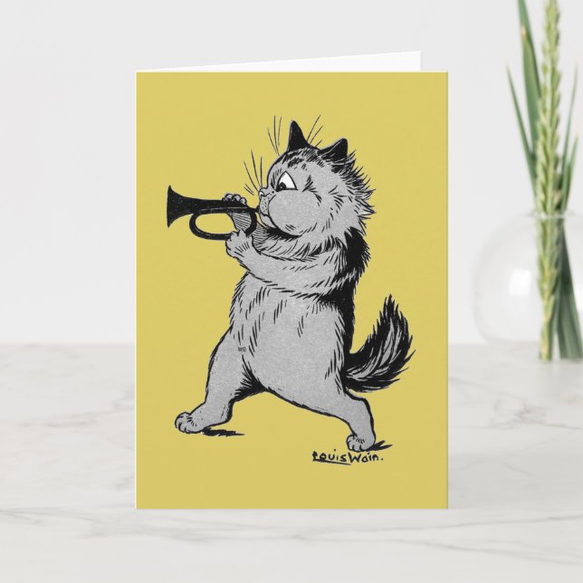 Carte Joueur de trompette (trompette) Chat, Louis Wain (Devant)