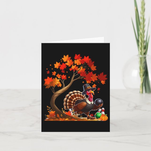 Carte Joueur du Bowling de Thanksgiving de l'arbre de ch (Devant)