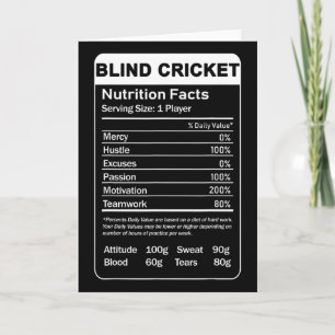Carte Joueur sarcastique de cricket aveugle faits nutrit