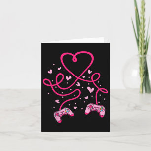 Carte Joueur Vidéo Valentines Jour Avec Contrôleurs Coeu