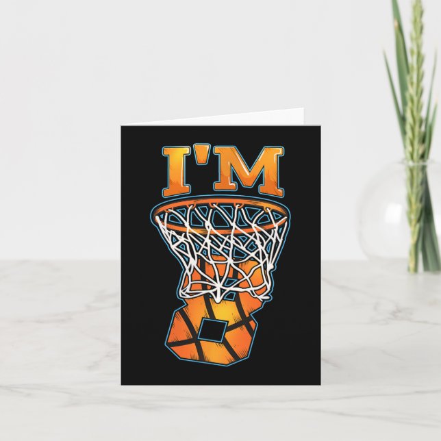 Carte Joueuse de basket-ball 8 Anniversaire I'm 8 Garçon (Devant)