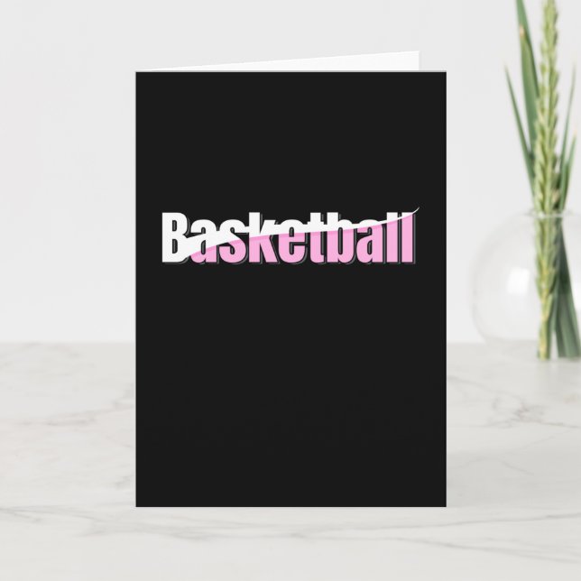 Carte Joueuse de basket-ball de fille Typographie rose (Devant)