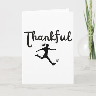 Carte Joueuse de football reconnaissante fille Thanksgiv