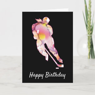 Carte Joueuse de hockey d'anniversaire de hockey féminin