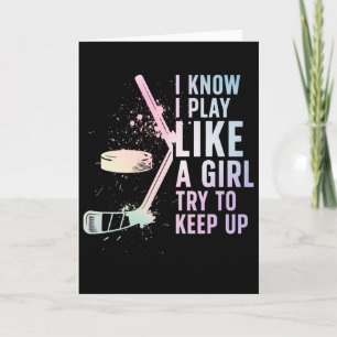 Carte Joueuse de hockey sur glace comme une fille Hockey